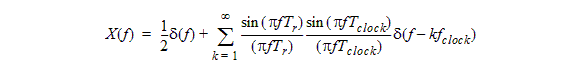 Fourier Transform in Hertz for a zero rise-time clock pulse.
