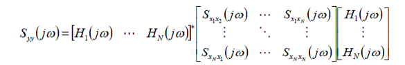 Output power spectrum function in matrix form.
