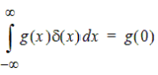 The integral from negative infinity to infinity of g of x times dirac delta function of x dx equals g of 0.