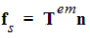 Equation for force per unit area in terms of Maxwell's stress tensor.