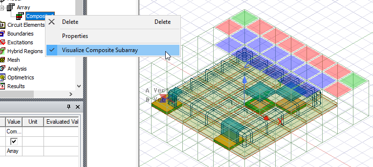 Composite shortcut menu. Visualise Subarray option highlighted.