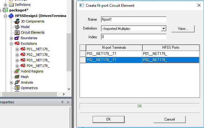 Create N-Port Circuit Elements dialog.