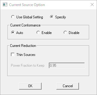 Current Source Option dialog.