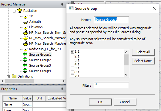 Source Group dialog.