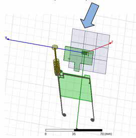 Phone model in modeler window, measurement plane inserted.