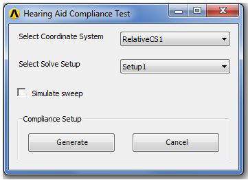 Hearing Aid Compliance Test dialog.