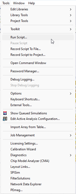 Tools > Run Script