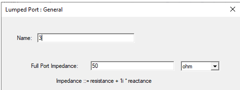 Lumped Port: General dialog.