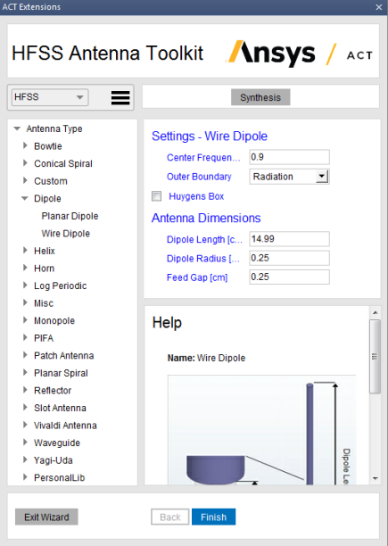 HFSS Antenna Toolkit dialog.