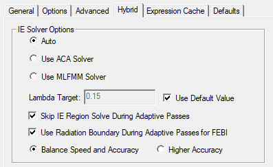 Hybrid Regions tab/ IE SOlver options set to Auto.