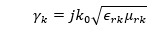 Propagation constant equation.