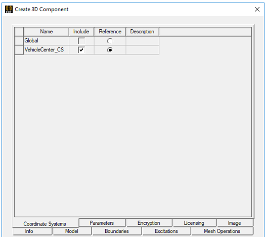 Create 3D Component Dialog.