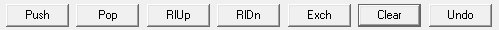 Stack commands listed. Options are Push, Pop, RIUp, RIDn, Exch, Clear, and Undo.