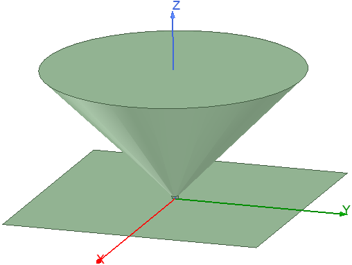 3D view of a monocone antenna as seen in the Ansys Electronics Desktop modeler window