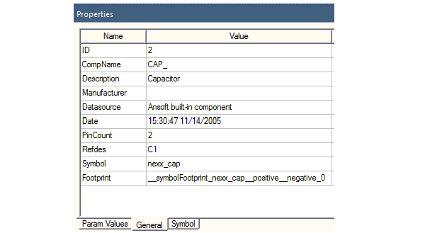 Properties window displays component name and ID