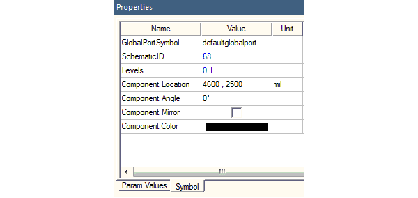 Symbol tab of the Properties window displaying the schematic ID