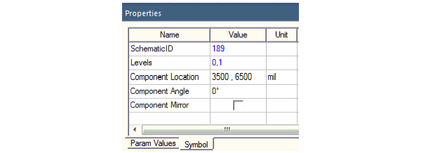Symbol tab of the Properties window displaying the schematic ID