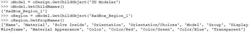 Sample code for retrieving properties on a region