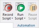 Scripting Icons accessed from the Automation tab