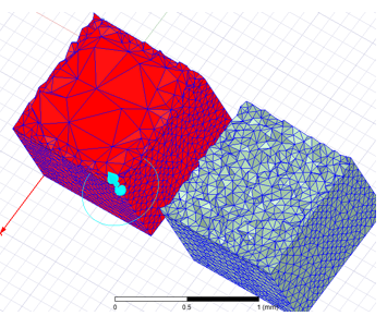  Comparison of the interior mesh for the length based selection versus the inside selection. The Inside selection shows a more consistently sized mesh, whereas the length-based selection has much larger interior mesh elements